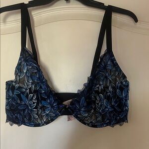 Floral Lace Bralette - Black and Blue